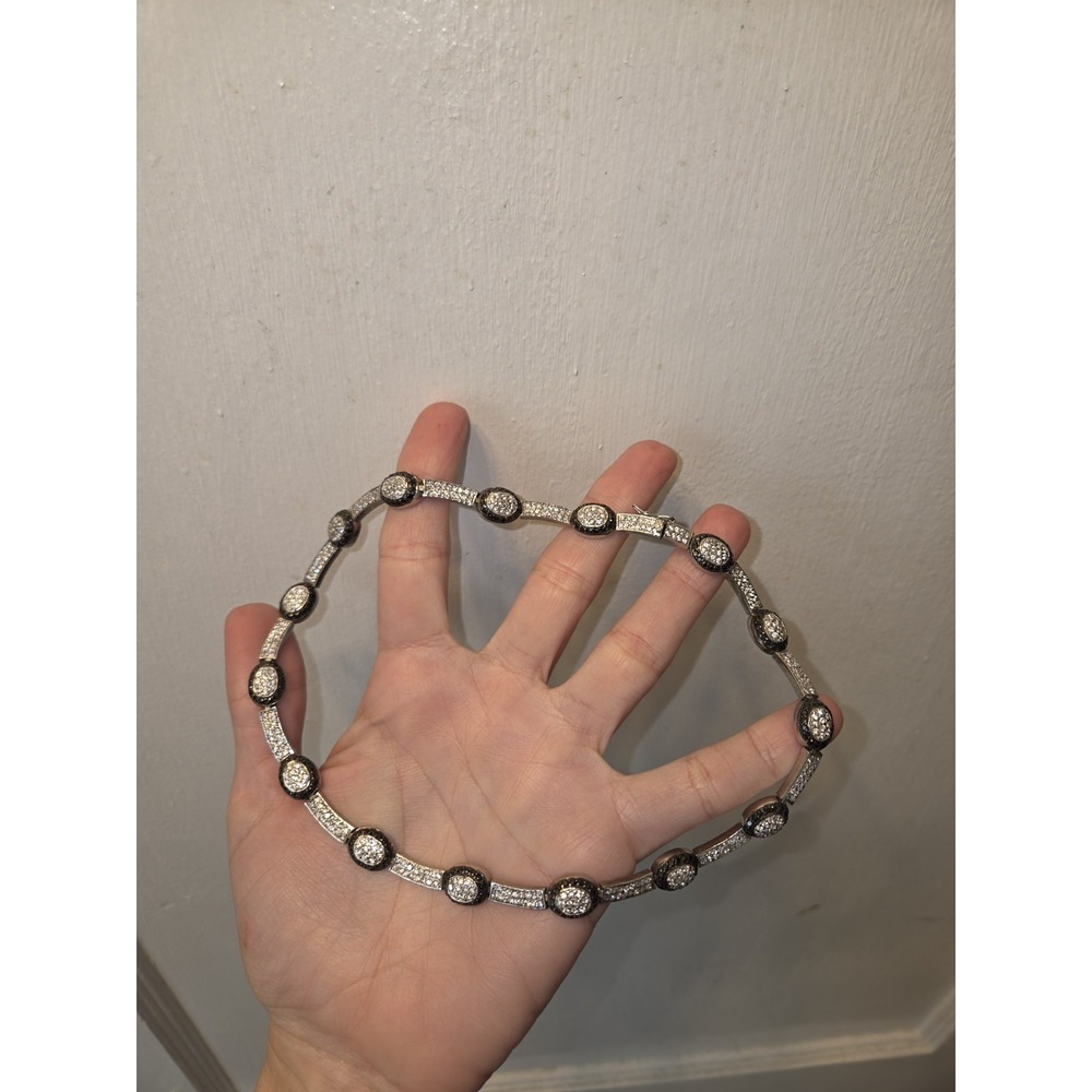 Sterling Silver .925 And Black Spinel Necklace. 16 Inches. 1.2 Ozt - Picture 6 of 9
